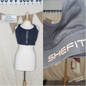 SHEFIT BLACK FRONT ZIP ADJUSTABLE WORKOUT BRA